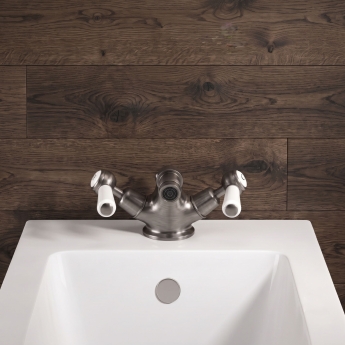 Delphi Windsor Lever Brushed Pewter Bidet Mixer Tap (inc Waste) | Product Image