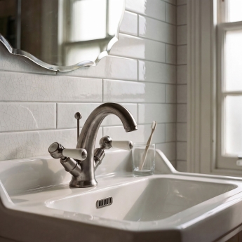 Delphi Windsor Lever Brushed Pewter Mono Basin Mixer Tap (inc Pop-Up Waste) | Product Image