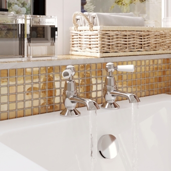 Delphi Windsor Lever Chrome Bath Hot and Cold Taps Pair | Product Image