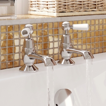 Delphi Windsor Lever Chrome Bath Hot and Cold Taps Pair | Product Image