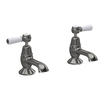Delphi Windsor Lever Brushed Pewter Bath Hot and Cold Taps Pair | Product Image
