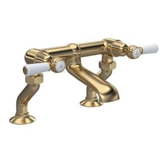 Delphi Windsor Lever Brushed Brass Pillar Mounted Bath Filler Tap | Product Image