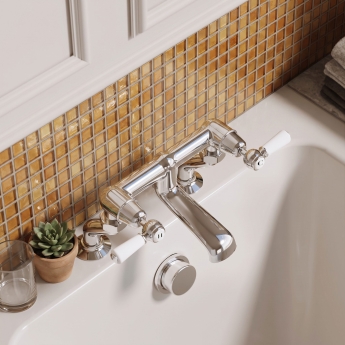 Delphi Windsor Lever Chrome Pillar Mounted Bath Filler Tap | Product Image