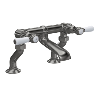 Delphi Windsor Lever Brushed Pewter Pillar Mounted Bath Filler Tap | Product Image