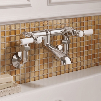 Delphi Windsor Lever Chrome Wall Mounted Bath Filler Tap | Product Image