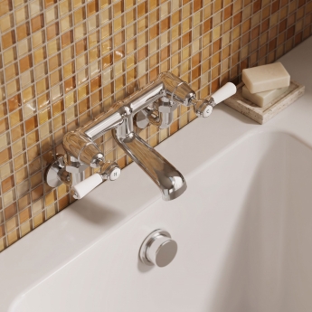 Delphi Windsor Lever Chrome Wall Mounted Bath Filler Tap | Product Image