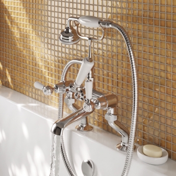 Delphi Windsor Lever Chrome Pillar Mounted Bath Shower Mixer Tap | Product Image