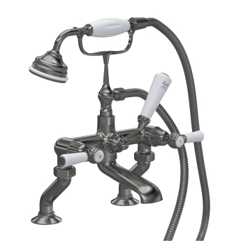 Delphi Windsor Lever Brushed Pewter Pillar Mounted Bath Shower Mixer Tap | Product Image