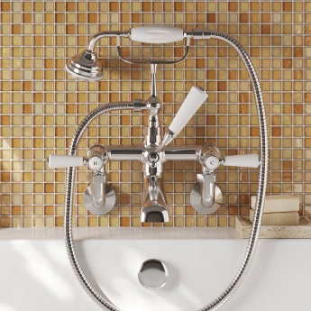 Delphi Windsor Lever Chrome Wall Mounted Bath Shower Mixer Tap | Product Image