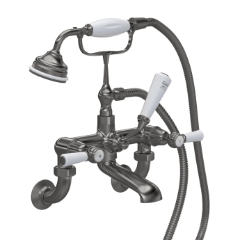 Delphi Windsor Lever Brushed Pewter Wall Mounted Bath Shower Mixer Tap | Product Image