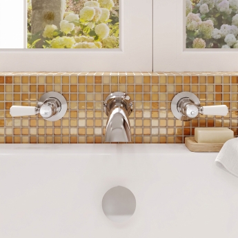 Delphi Windsor Lever Chrome 3-Hole Wall Mounted Bath Filler Tap | Product Image