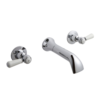 Delphi Windsor Lever Chrome 3-Hole Wall Mounted Bath Filler Tap | Product Image