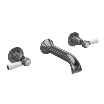 Delphi Windsor Lever Brushed Pewter 3-Hole Wall Mounted Bath Filler Tap | Product Image