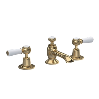Delphi Windsor Lever Brushed Brass 3-Hole Basin Mixer Tap (inc Pop-Up Waste) | Product Image
