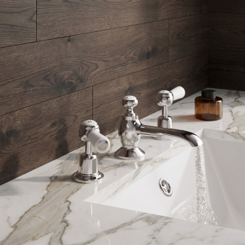 Delphi Windsor Lever Chrome 3-Hole Basin Mixer Tap (inc Pop-Up Waste) | Product Image