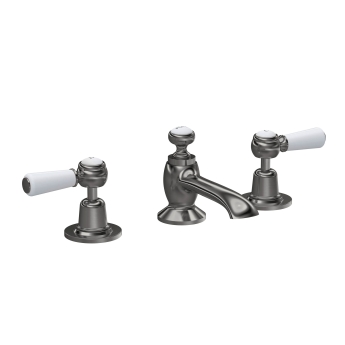 Delphi Windsor Lever Brushed Pewter 3-Hole Basin Mixer Tap (inc Pop-Up Waste) | Product Image