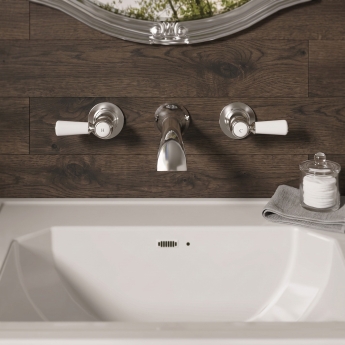 Delphi Windsor Lever Chrome 3-Hole Wall Mounted Basin Mixer Tap | Product Image