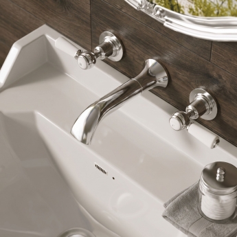 Delphi Windsor Lever Chrome 3-Hole Wall Mounted Basin Mixer Tap | Product Image
