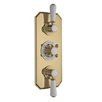 Delphi Windsor Brushed Brass 2-Outlet Triple Concealed Shower Valve | Product Image