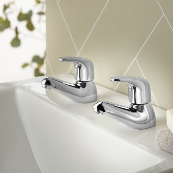 Deva Adore Modern Basin Taps Pair - Chrome | Product Image