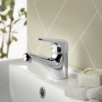 Deva Adore Mono Basin Mixer Tap with Press Top Waste - Chrome | Product Image