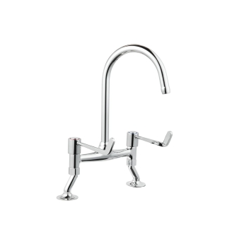 Deva Bridge Kitchen Sink Mixer Tap 6 Inch Lever Handles Chrome | Product Image