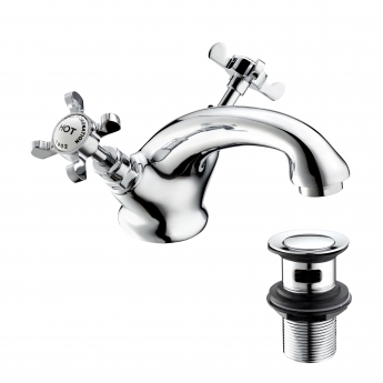 Deva Coronation Mono Basin Mixer Tap with Pop Up Waste - Chrome