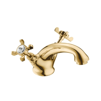 Deva Coronation Mono Basin Mixer Tap with Pop Up Waste - Gold | Product Image