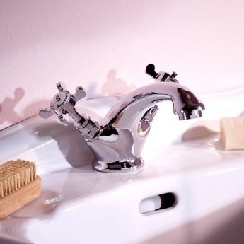 Deva Coronation Mono Basin Mixer Tap with Pop Up Waste - Chrome | Product Image