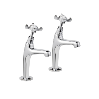 Deva Coronation High Neck Kitchen Sink Taps Pair Pillar Mounted - Chrome | Product Image