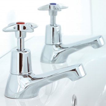 Deva Cross Handle Basin Taps Pair - Chrome