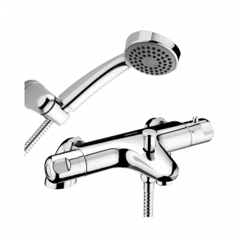 Deva Dynamic Pillar Mounted Thermostatic Bath Shower Mixer Tap - Chrome