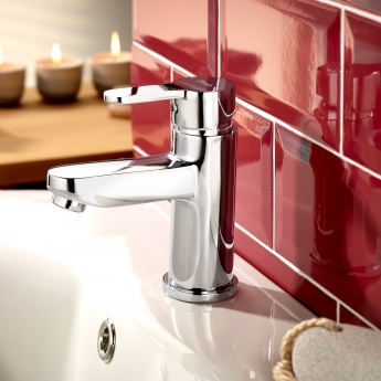 Deva Ethos Mono Basin Mixer Tap with Press Top Waste - Chrome