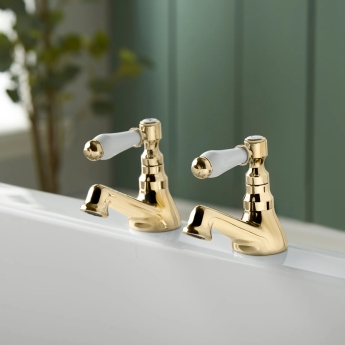 Deva Georgian Traditional Bath Taps Pair - Gold | Product Image