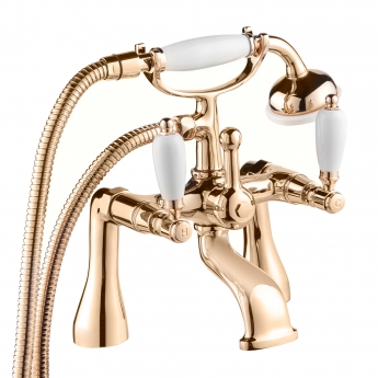 Deva Georgian Pillar Mounted Bath Shower Mixer Tap Gold