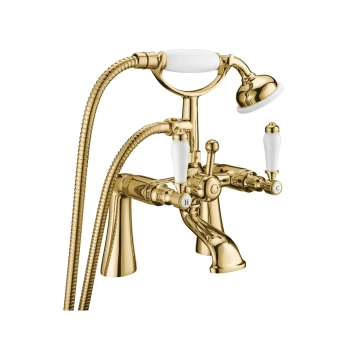 Deva Georgian Pillar Mounted Bath Shower Mixer Tap Gold | Product Image