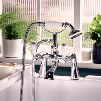 Deva Georgian Pillar Mounted Bath Shower Mixer Tap - Chrome | Product Image