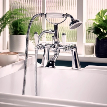 Deva Georgian Pillar Mounted Bath Shower Mixer Tap - Chrome | Product Image