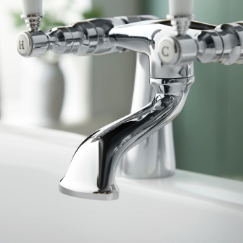 Deva Georgian Pillar Mounted Bath Filler Tap - Chrome | Product Image