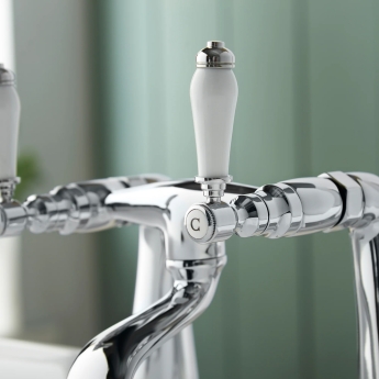 Deva Georgian Pillar Mounted Bath Filler Tap - Chrome | Product Image