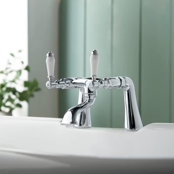 Deva Georgian Pillar Mounted Bath Filler Tap - Chrome | Product Image
