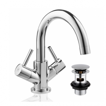 Deva Insignia Mono Basin Mixer Tap Dual Handle with Press Top Waste - Chrome