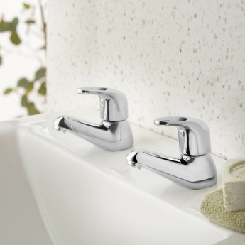 Deva Lace Modern Basin Taps Pair - Chrome | Product Image
