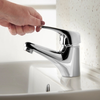 Deva Lace Mono Basin Mixer Tap with Press Top Waste - Chrome | Product Image