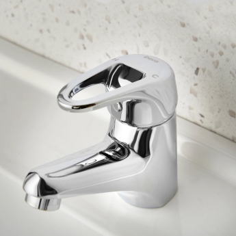 Deva Lace Mono Basin Mixer Tap with Press Top Waste - Chrome | Product Image