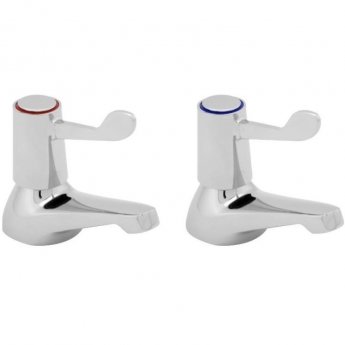 Deva Lever Action 3 Inch Bath Taps Pair - Chrome (with Metal Backnuts)