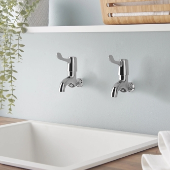 Deva Lever Action Bathroom Bib Taps - Chrome | Product Image