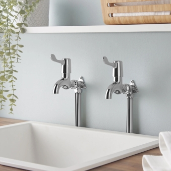 Deva Lever Action Bathroom Bib Taps - Chrome | Product Image