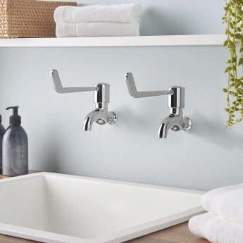 Deva Lever Action 6 Inch Bib Taps Pair - Chrome | Product Image