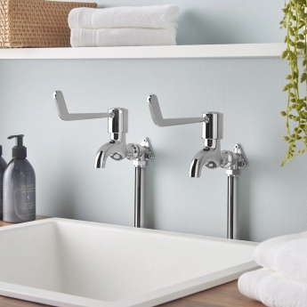 Deva Lever Action 6 Inch Bib Taps Pair - Chrome | Product Image